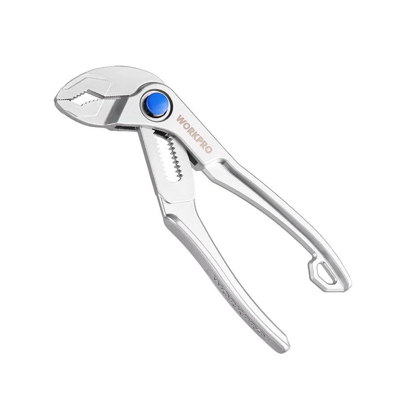 WORKPRO Water Pump Pliers, Mini Water Pliers, 108mm Overall Length, 25mm Maximum Opening, Quick Release Adjustment, Electroplated
