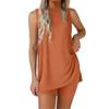 Damen Mode Sets Ärmellos Rundhals Hoher Schlitz Pullover Tanktop + Elastische Taille Skinny Shorts Sommer Outfits
