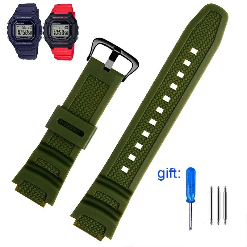 Watch Band accessories are suitable for Casio Watch W-218h / F-108 AE1200 / 1000 / 1300 resin silicone watch straps 18mm