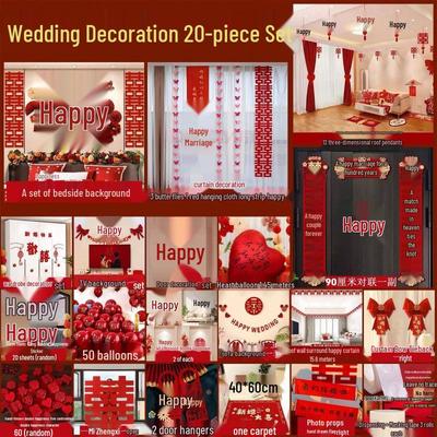 Complete Wedding Room Decoration Set for Bride & Groom's Bedroom & Living Room