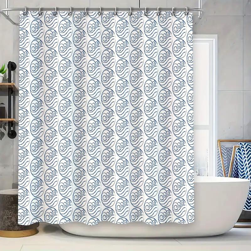 

Ocean Wave Shower Curtain Blue Sea Pattern Bathroom Decor Waterproof Fabric Liner Vintage Coastal Home Textile Wall Hanging W60H190(CM)-1 Pcs
