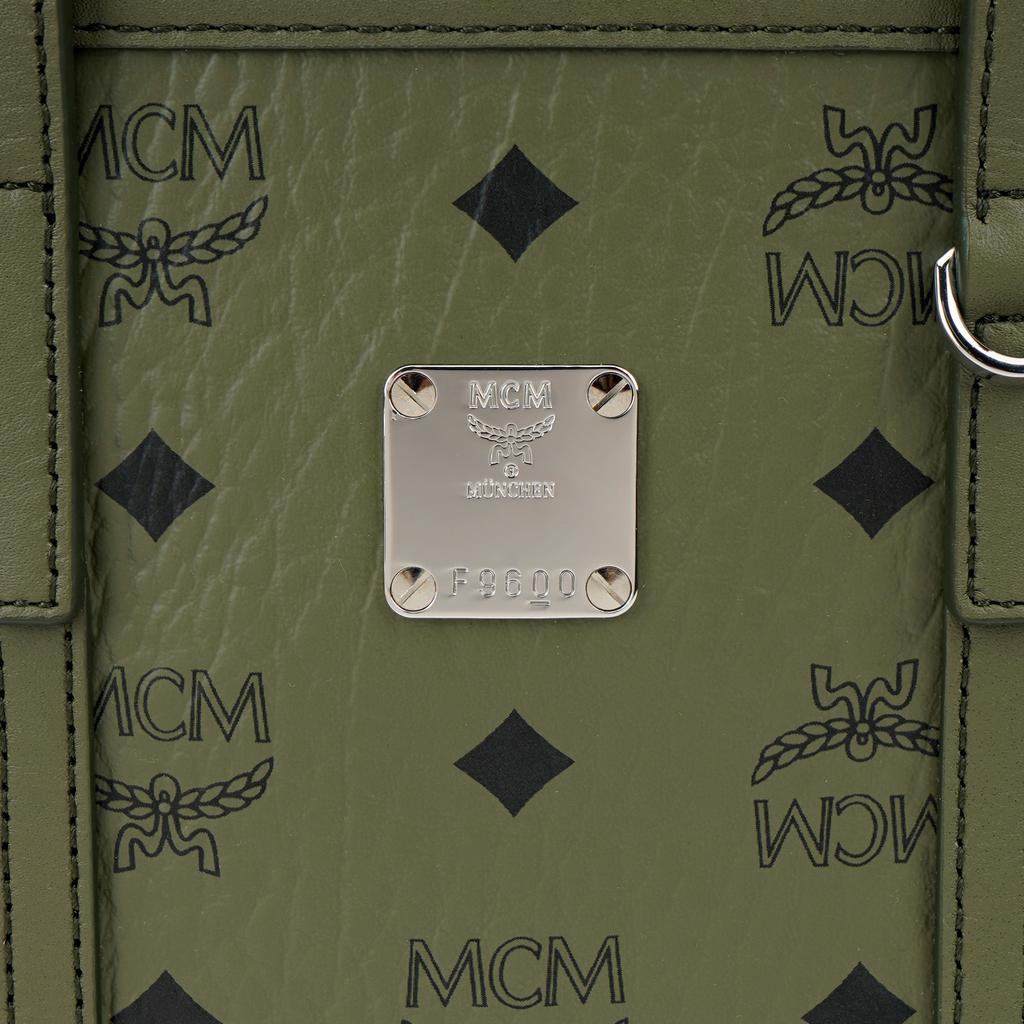 MCM Logo Print Brass Nameplate Tote Bag Visetos Classic Pattern Faux Leather Handbag Mini Women Tote Bags Green MWPFAMT08K8001