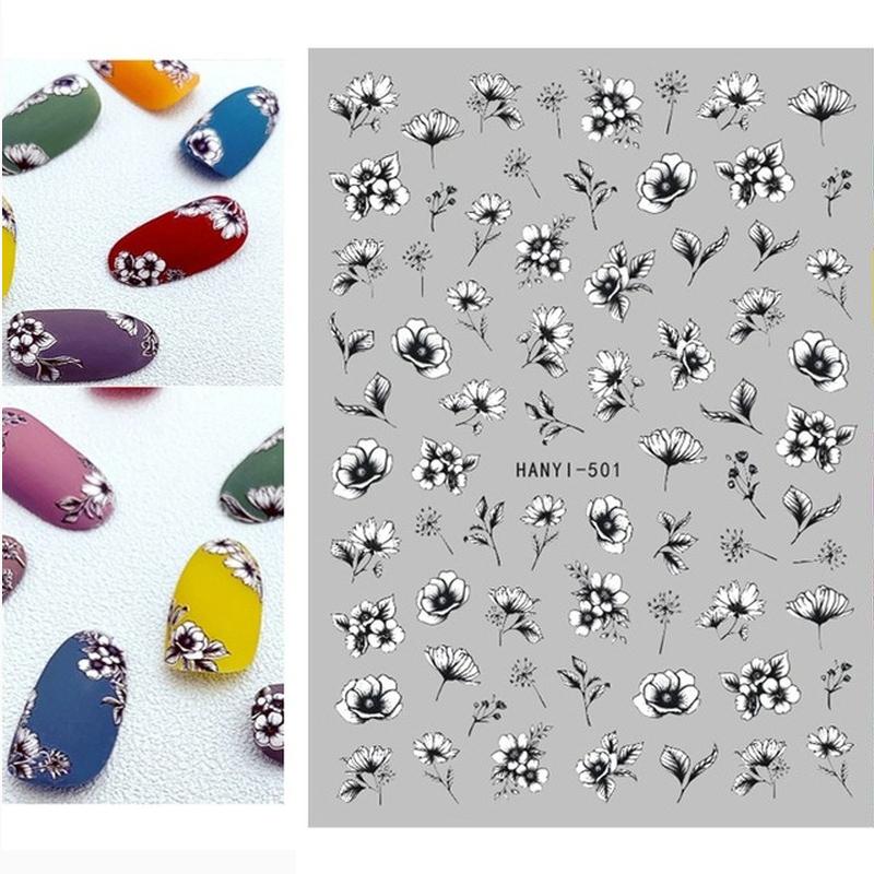 Zurück Kleber Aufkleber 3D Nagel Aufkleber Schwarz Weiß Geometrische Zeichnungen Designs Nagel Aufkleber Dekoration Für Nail Art Schönheit