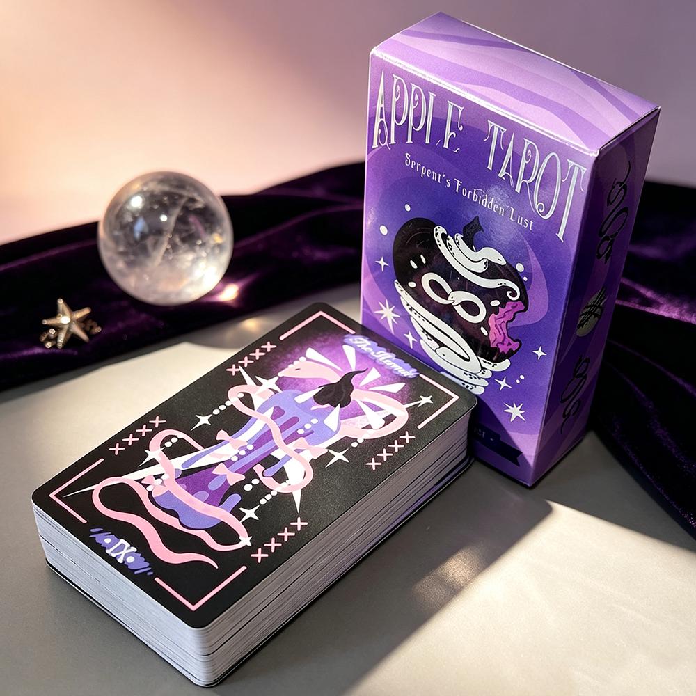 Apple Tarot Deck, Serpent's Forbidden Lust Tarot Cards 10.3*6cm, 78 Purple Pink Witch Tarot Cards