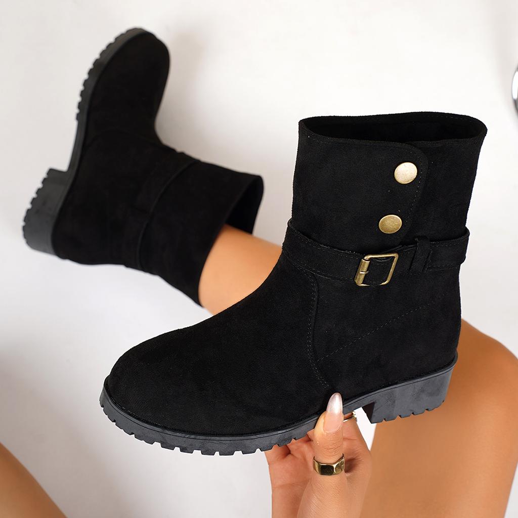 Große Größe Ärmel kurze Stiefel Damen 2025 neu Retro Britischer Stil Ritterstiefel Französische mittelhohe Schaft Damenstiefel