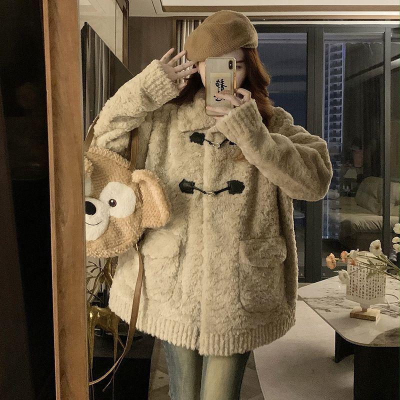 Eco-Friendly Faux Fur Winter Lamb Coat - Warm, Thickened Toggle Design