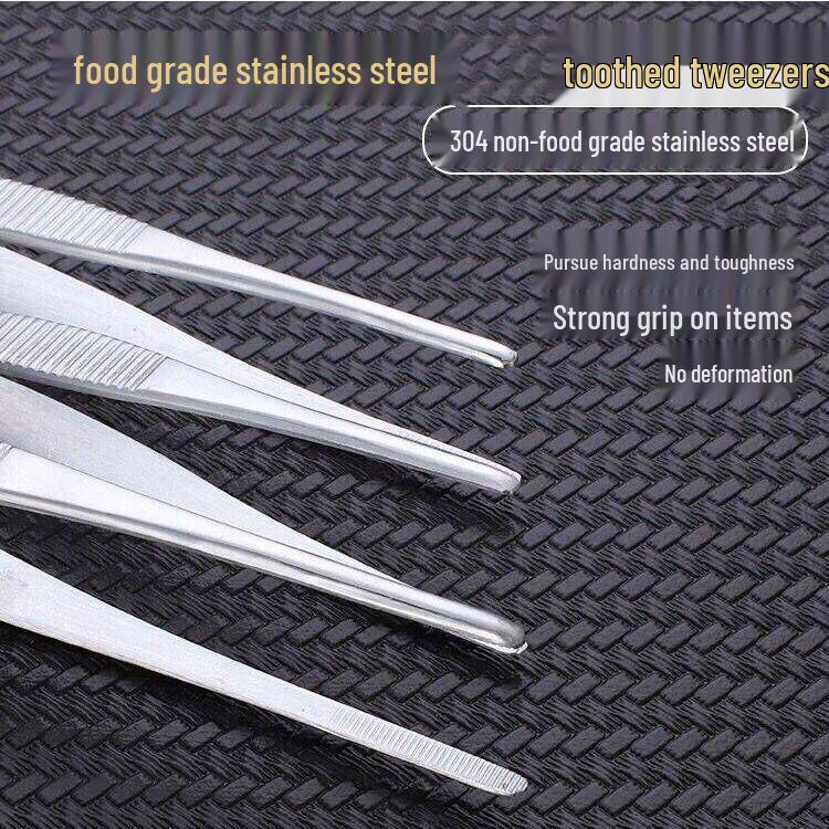 304 Stainless Steel Multifunctional Tweezers: Thickened Straight & Round Head, Bent Tip, Ideal for Aquatic Plants and Succulents.