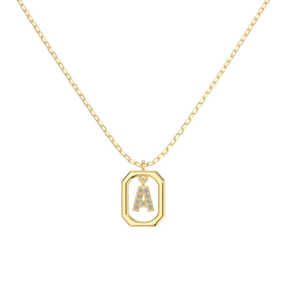 925 Silver Alphabet Pendant Necklace with Zircon Detailing - Women's Elegant & Unique Design
