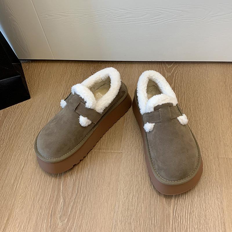 Women's belt buckle padded plus size fur winter warm snow boots waterproof ankle boots non-slip hiking mountaineering sports cotton  boots