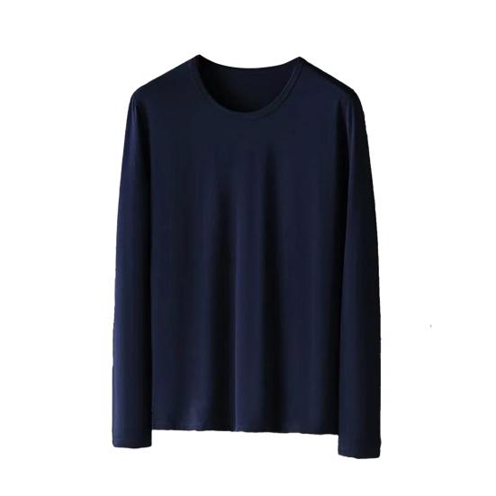 Top de primăvară pentru bărbați, cu mânecă lungă, decolteu rotund, de culoare uni, pulover slim fit, cald de bază, tricou de primăvară pentru muncă