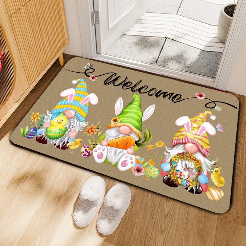 Alfombra de Piso de Dibujos Animados de Pascua,Conejo,Huevo de Pascua,Decoración de Sala de Estar