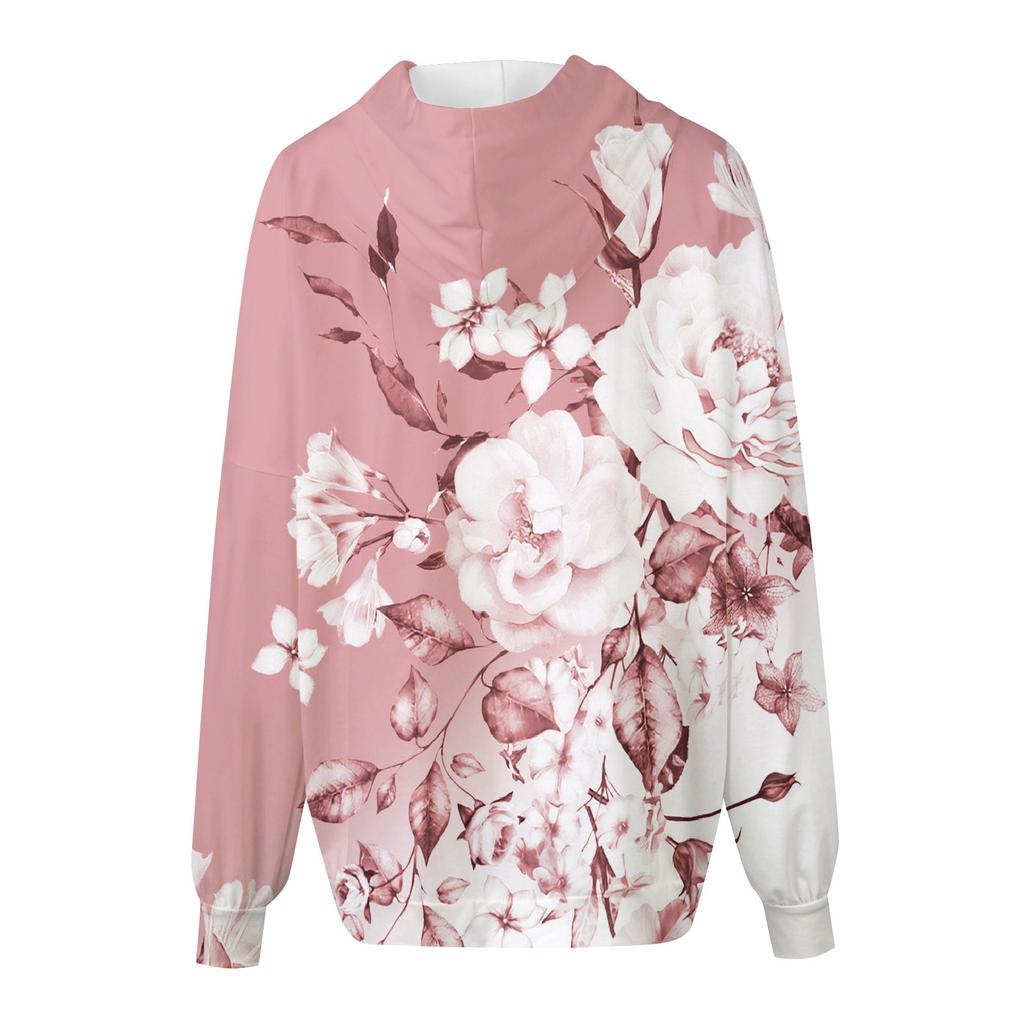 Dámská módní mikina s dlouhým rukávem a kapucí na zip s dlouhým rukávem a kapsami