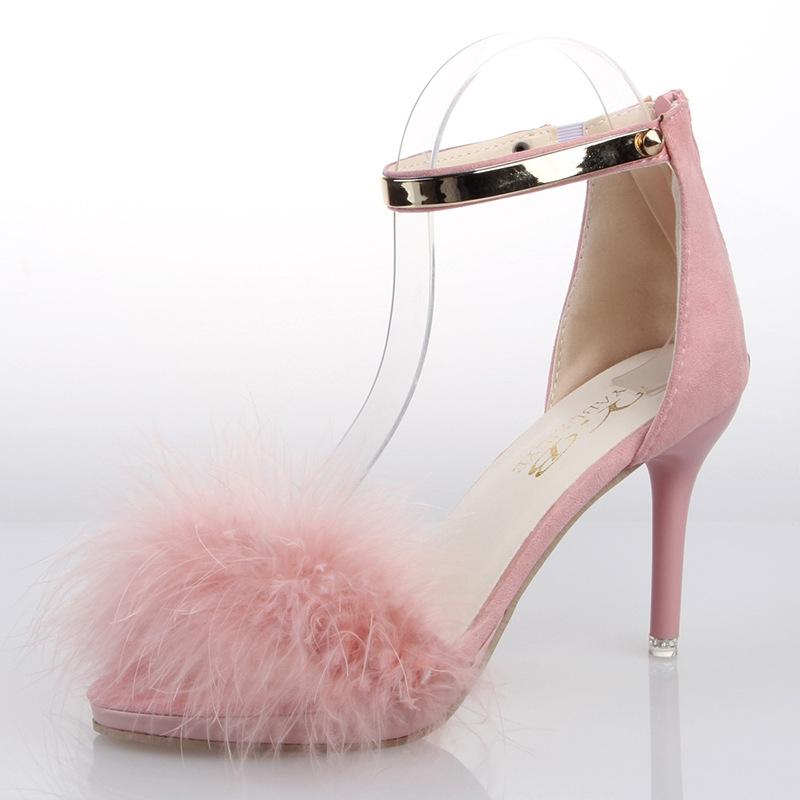 

Туфли женские брендовые туфли на высоком каблуке повседневные туфли женские флок модные туфли в стиле ремешка тонкие каблуки с острым носком весна-лето туфли 39 розовый