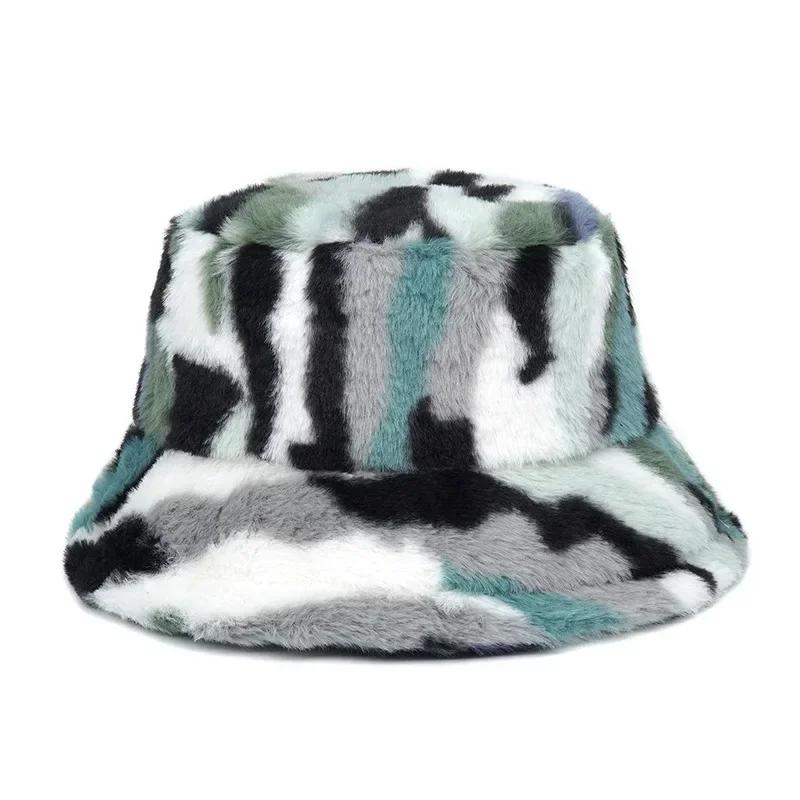 Winter Warm Fur Bucket Caps Women Men Outdoor Keep Warm Fluffy Panama Female Thickened Rabbit Hair Windproof Fisherman Caps