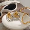 Youthway Modernes Design Edelstahl Glatt Geometrisch Oval Kreis Hohl Ohrringe für Damen Trendiger Schmuck Geschenk