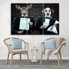 Three Piece Picture Canvas Print Stag Dog Suit