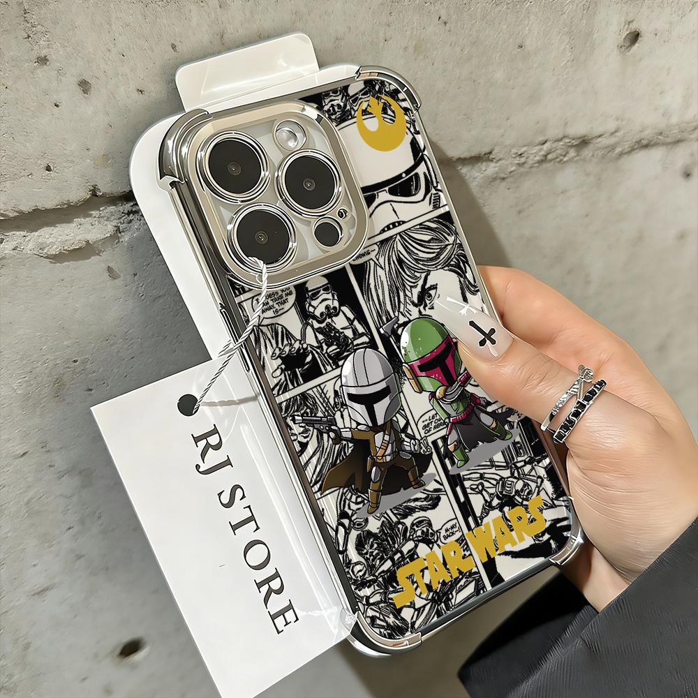 

Hot Stars W-Wars Plating Phone Case For Google Pixel 10 9 8 7 9a 8a 7a Pro XL 5G Anti Fall Airbag Pixel 7a