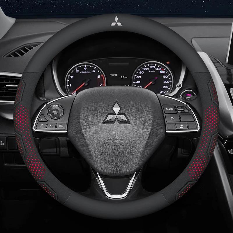 Car Suede Carbon fiber Leather Steering Wheel Cover For Mitsubishi Outlander Pajero Asx Lancer EX Evolution L200 Triton RALLIART