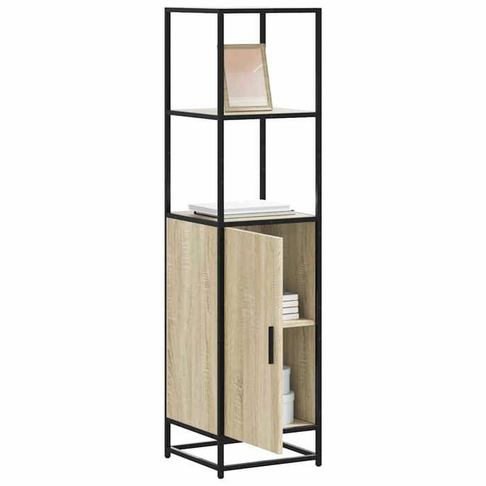 VidaXL Buffet haut chêne sonoma 35,5x35x139 cm bois d'ingénierie métal, armoire latérale, armoire de rangement haute, 849045