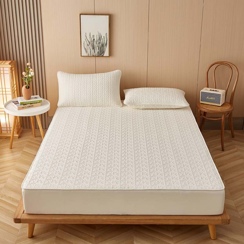 Luxury Pure Cotton Quilted Mattress Cover Anti -Mites Queen King Size Customized Bed Pad Protector Cover Not Included Pillowcase