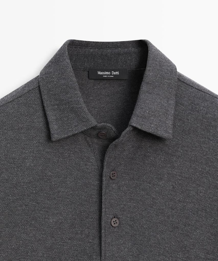 Masimodutti Long Sleeve Textured Pique Polo Shirt