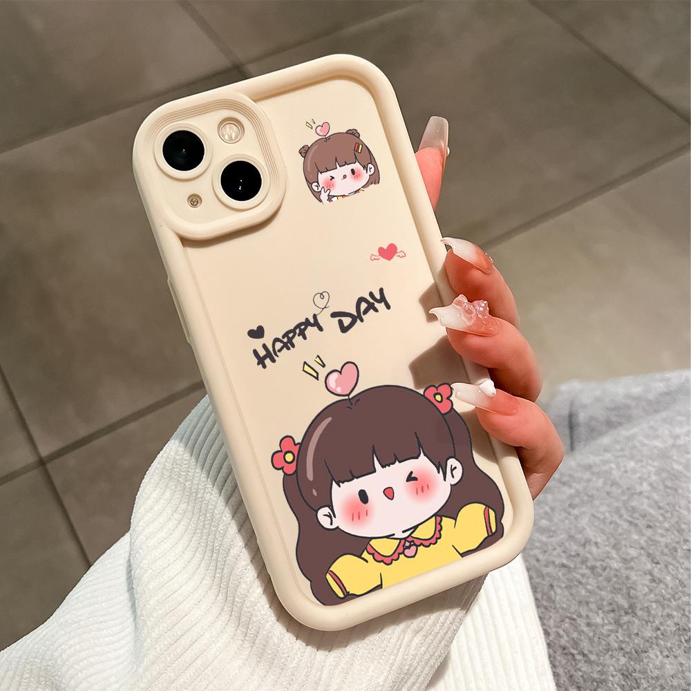 Для iPhone 16 15 Pro Max Redmi Note 13 12 11 Pro Samsung S23 FE S24 Plus S24 Ultra A52 A72 A54 Lovely Girl Full Lens Protective Soft Silicone Phone Case