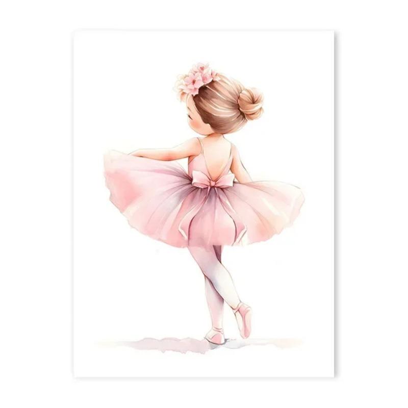 Custom Name Pink Wall Art Canvas Paintings Ballerina Girl Unicorn Butterfly Kids Room Decor Nursery Poster Pictures Wall Decor