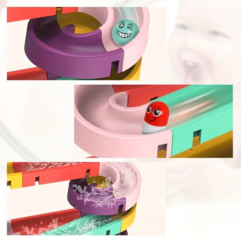 24pcs Bathroom Track Toys Building Block Assembly Toys Shower Carousel Toys Water Play Toys Halloween Christmas Gift