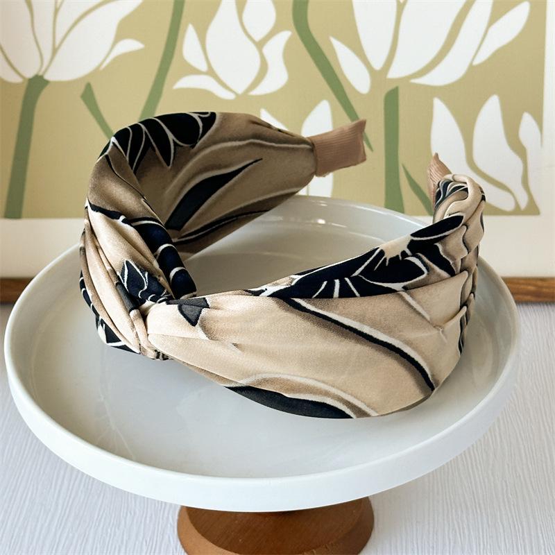 Bandeau large croisé rétro Tie-Dye Peinture à l'huile montante pour chignon de femme