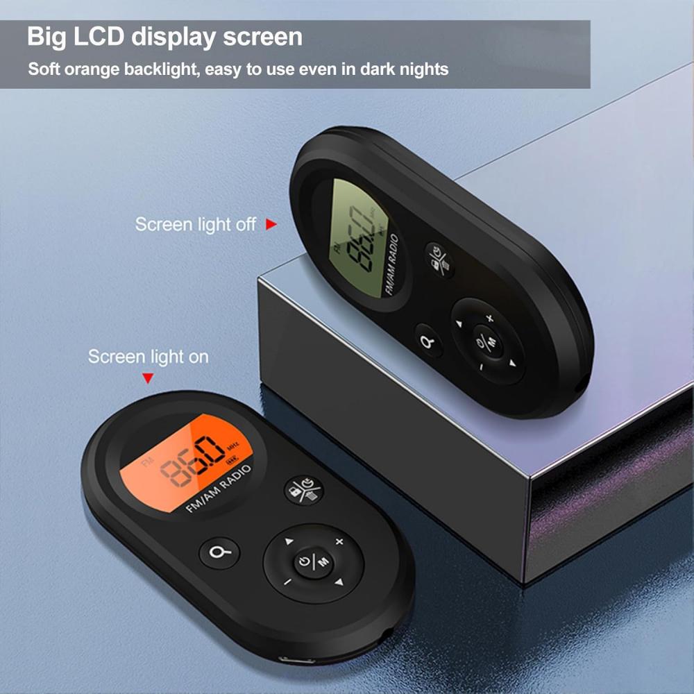 AM FM rádio, dobíjecí přenosné kapesní mini rádio s nejlepším příjmem, digitální ladění stereo rádio se sluchátky na jogging, chůzi, kempování