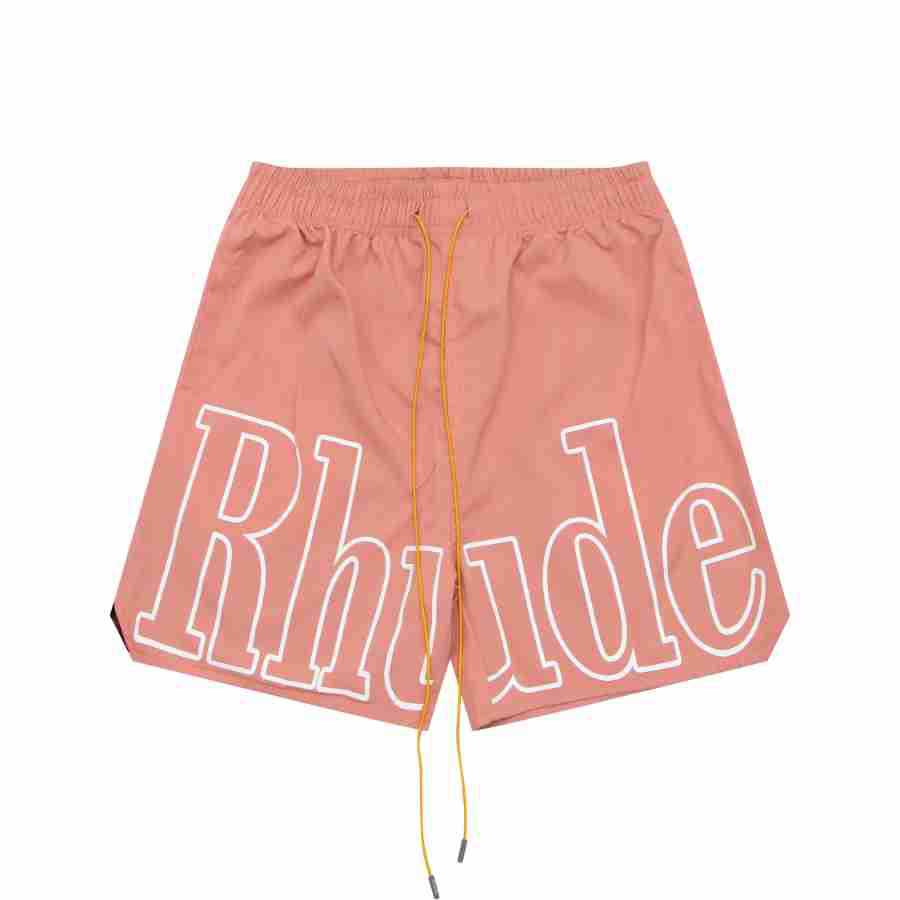 מותג אירופאי ואמריקאי טרנדי חוצה גבולות RHUDE לוגו אותיות מכנסיים קצרים ספורטיביים אלסטיים קז'ואלים לגברים ונשים מכנסי חוף High Street אמריקאי