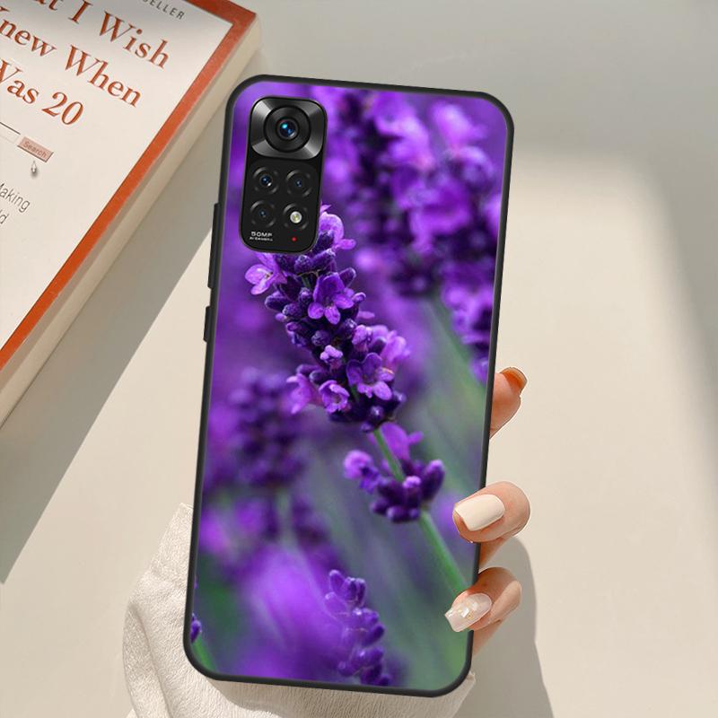 Lavender Purple Flower Case For Xiaomi Redmi Note 11 10 9 8 Pro Note 11S 10S 9S 8T K50 K40 9A 9C 10A 10C Cover