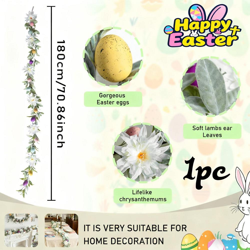 1pcs Colorful Artificial Easter Egg Wreath Rustic Spring Vine Decoration for Holiday & Table Centerpiece Decoration