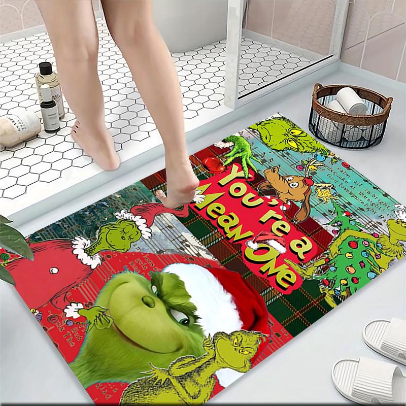 Grinch Christmas Poster Carpet Rug Soft Washable Antislip Home Living Room Sofa Mats Personalized Christmas Rug