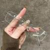 New UltraLight Rimless Myopia Glasses HD Anti Blue Light Gold Wire Small Frame Square Versatile Myopia Glasses