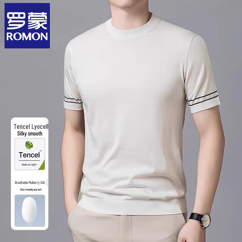 Luomeng Men's Silk Blend Cool-Feel Short Sleeve T-Shirt