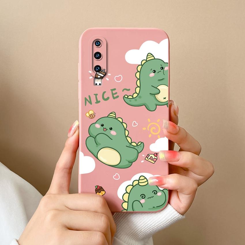 Covers Cases For Huawei P40 P30 P60 Y6 Y7 Y9 Y9A Y5 Cute Dinosaur Baby Silicone Soft Casing Screen Protector Anti Fall Shell For Huawei Bumper Housing