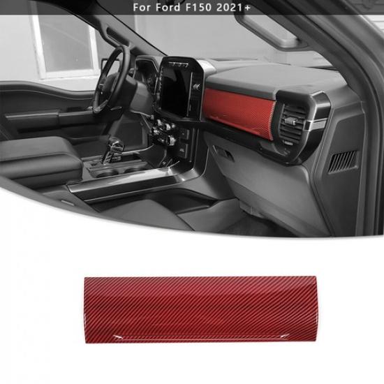Center Console Co-pilot Storage Box Panel Cover Trim For Ford F150 21+Red Carbon