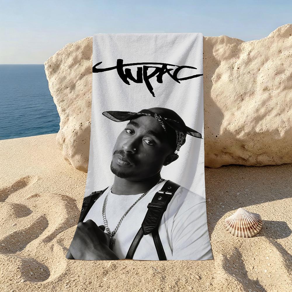 Полотенце с изображением певца Тупака Шакура 2Pac Для пляжей, студий йоги, спортзалов, горячих источников, бассейнов и пикников STJ40x70CM