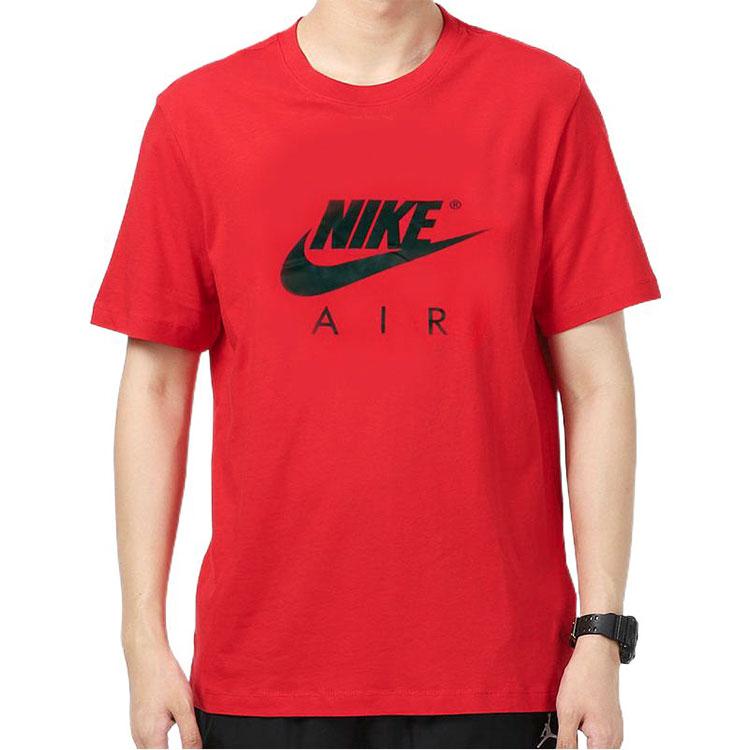 Nike T Shirts Men's Red Crew Neck Moderate Straight Fit