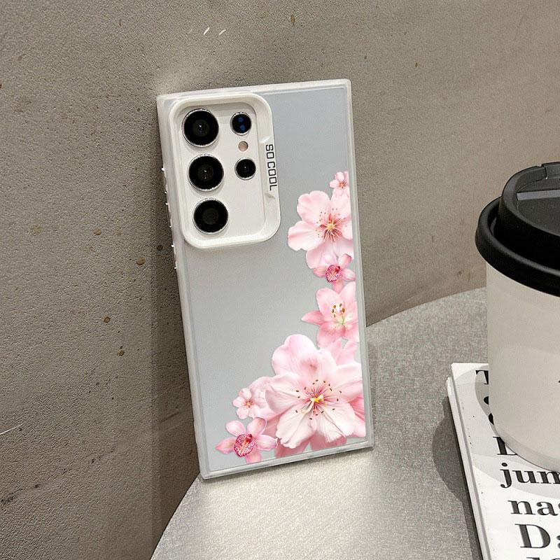 For Samsung Galaxy S21 S23 S24 FE S25 S24 S23 S22 Ultra Plus Laser Phone Case Realistic Lily Flower Print Shockproof Back Covers
