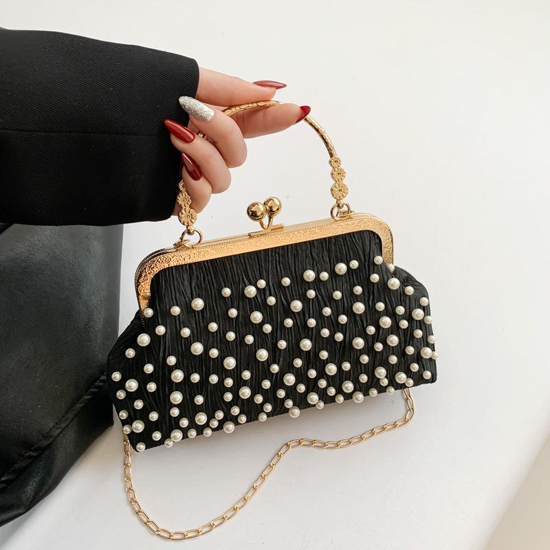 Kunstparel Diamant Ingelegd Schoudertas Metalen Ketting Messenger Bag Dames Banket Schelp Tas Mode Avond Clutch Handtas KTY