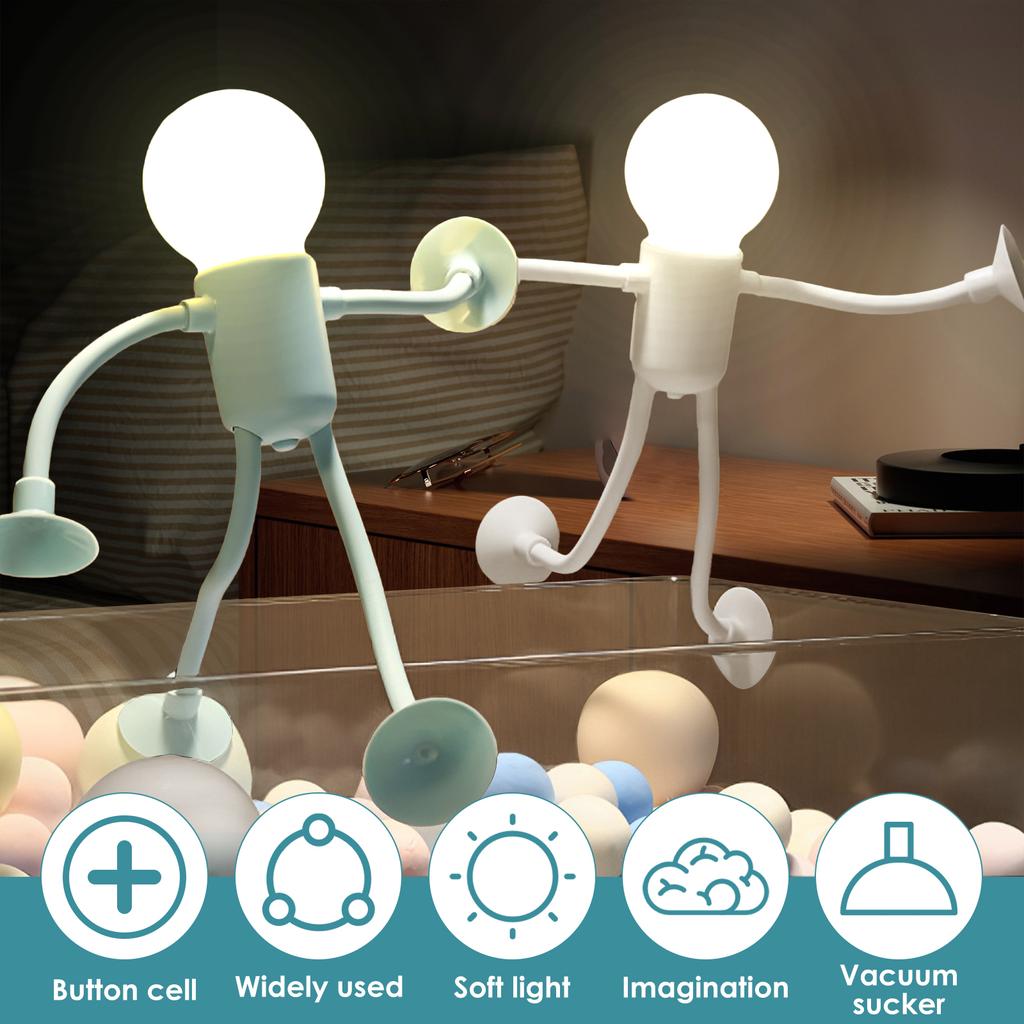 Cute Creative Sportsman Night Light Mini Portable Bulb Suction Cup Lights Bendable Desk Lamp Model Tabletop Home Decorations