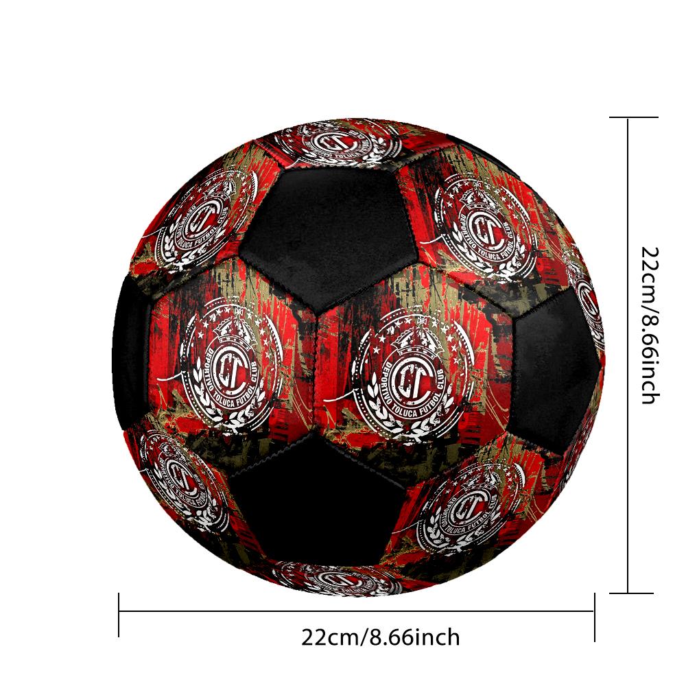 SIZE 5 Deportivo Toluca F.C. Soccer Ball Colorful All Ages Machine Stitched PVC Competition Ready Durable High-Bounce