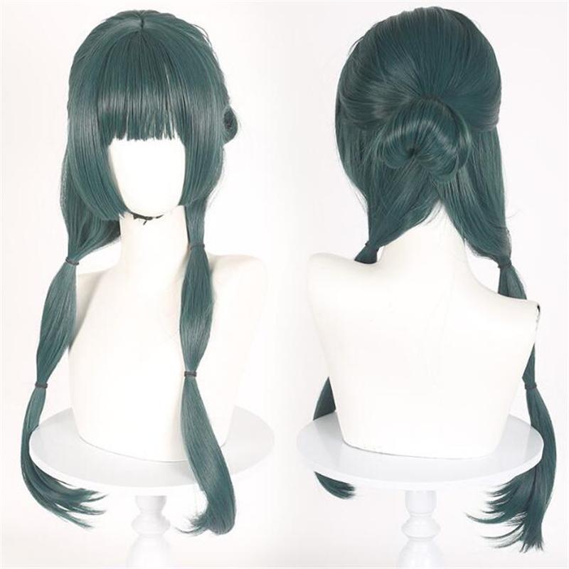 Maomao Cosplay-Perücke, Anime „The Apothecary Diaries“, hitzebeständig, synthetische grüne Haarknoten, Kusuriya no Hitorigoto-Perücken + Perückenkappe