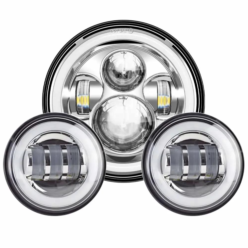 7inch LED Headlight +4.5inch Fog Lights 7"Bracket Mounting Ring Parts for Harley Touring Electra Glide Road King Street Glide