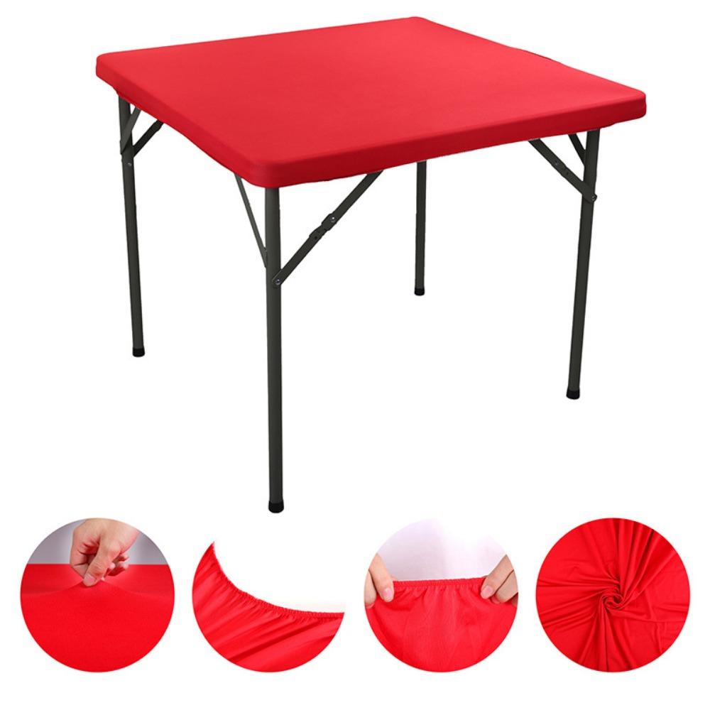 

Solid Color Square Table Cover Elastic Picnic Table Cloth Terylene Stain-Resistant Tablecloth Home красный