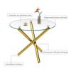 Round Dining Table with Tempered Glass Top and Gold-colored Legs, Coffee Table, Modern Minimalist Dining Table, 80 × 80 × 76 cm