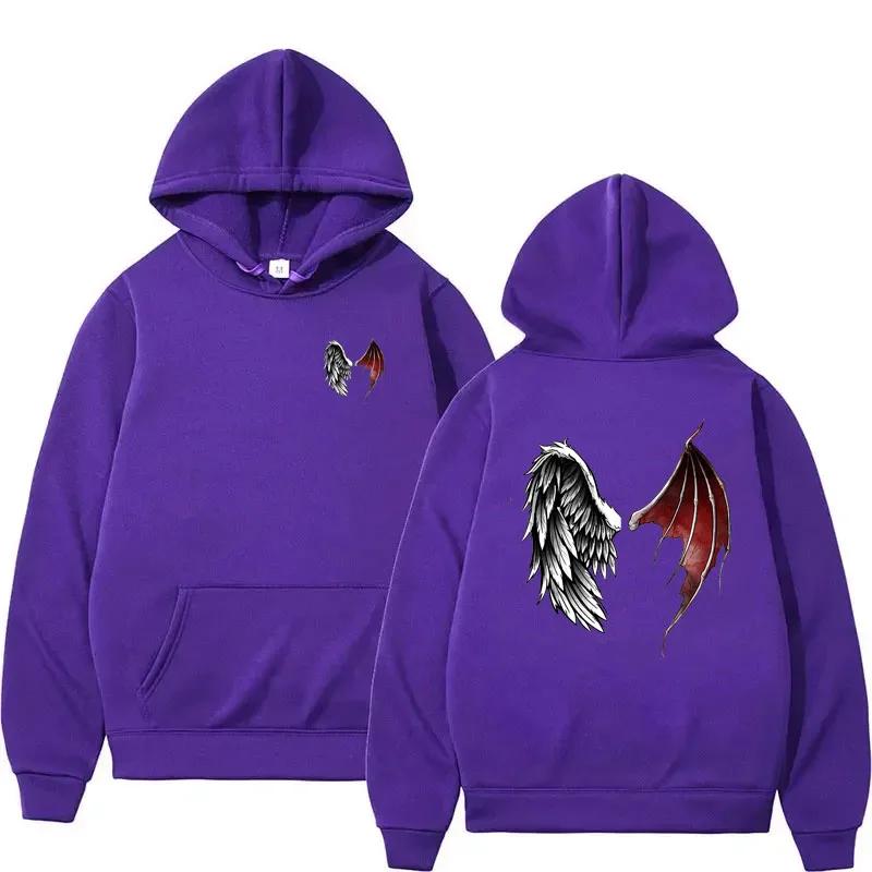 Mikina Lucifer Wings svetr s kapucí Devil Angel Wings Nebe a peklo Tip na dárek pro ženy Fleece svetr s kapucí Sportovní mikina
