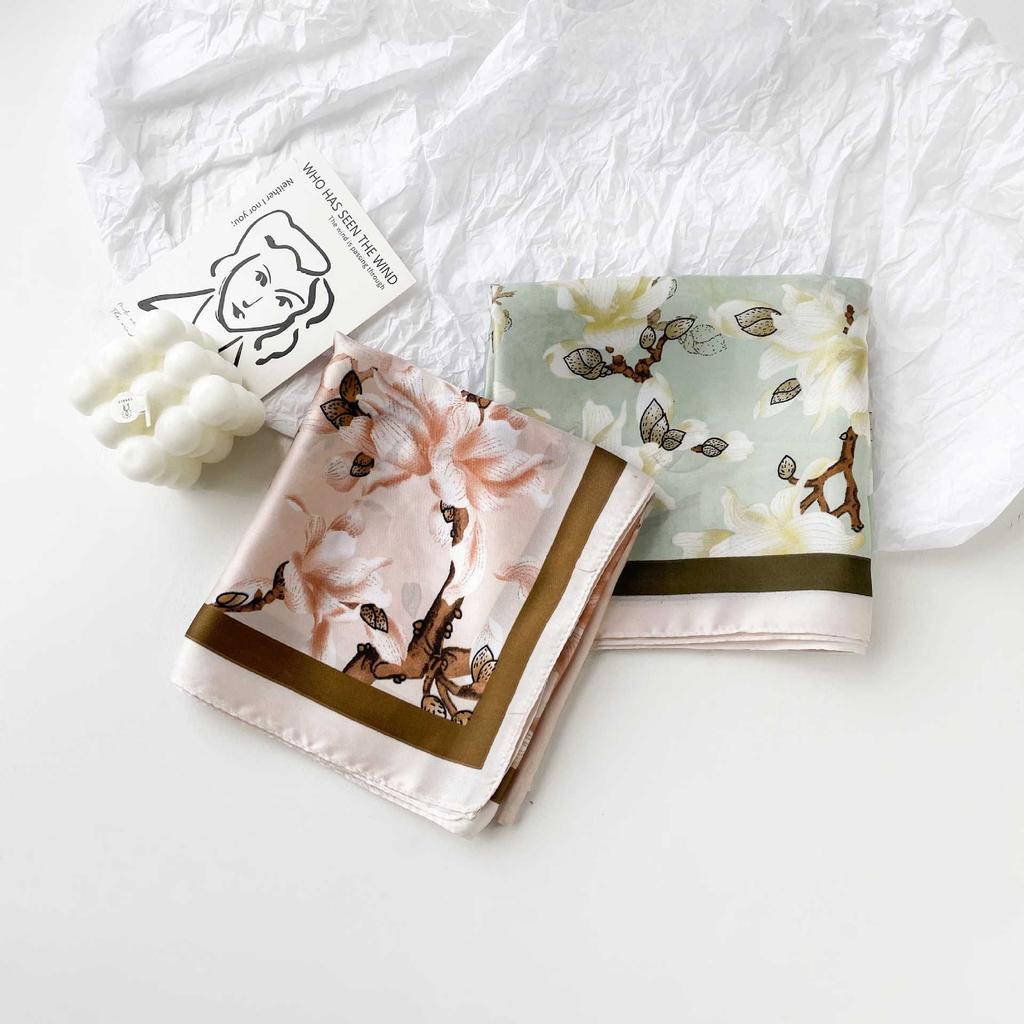 Hangzhou Silk Silk Scarf Women's 71 Simulation Silk Peach Printed Square Scarf Gift Scarf Thin Scarf
